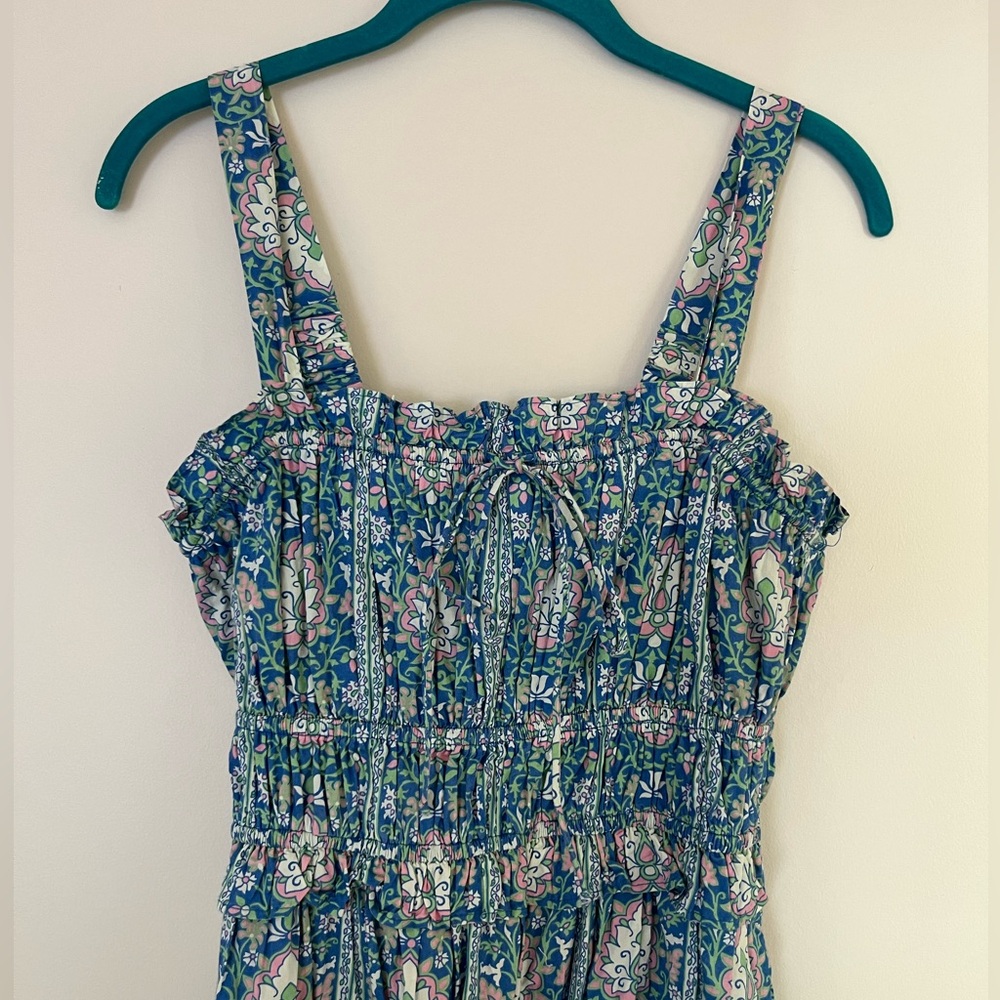Blue Floral Patterned Women's Maxi Dress